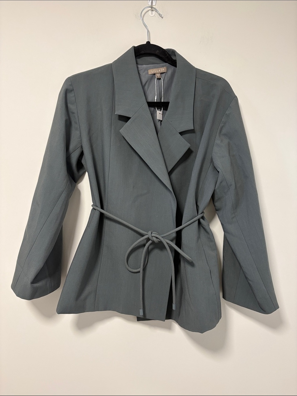 NEW Lilla P Steel-Gray Tie Belt Blazer